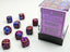 Dice - Chessex 12mm d6 Gemini Blue-Purple/Gold (36)