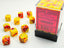 Dice - Chessex 12mm d6 Gemini Red-Yellow/Silver (36)