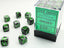 Dice - Chessex 12mm d6 Gemini Black-Grey/Green (36) Gaming Chessex Manufacturing