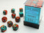Dice - Chessex 12mm d6 Gemini Red-Teal/Gold (36)
